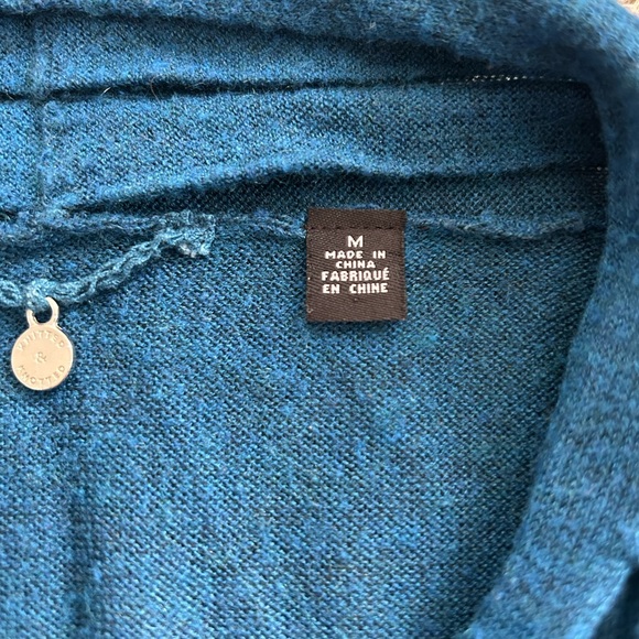 Anthropologie wool blend blouse M teal blue - Picture 3 of 4